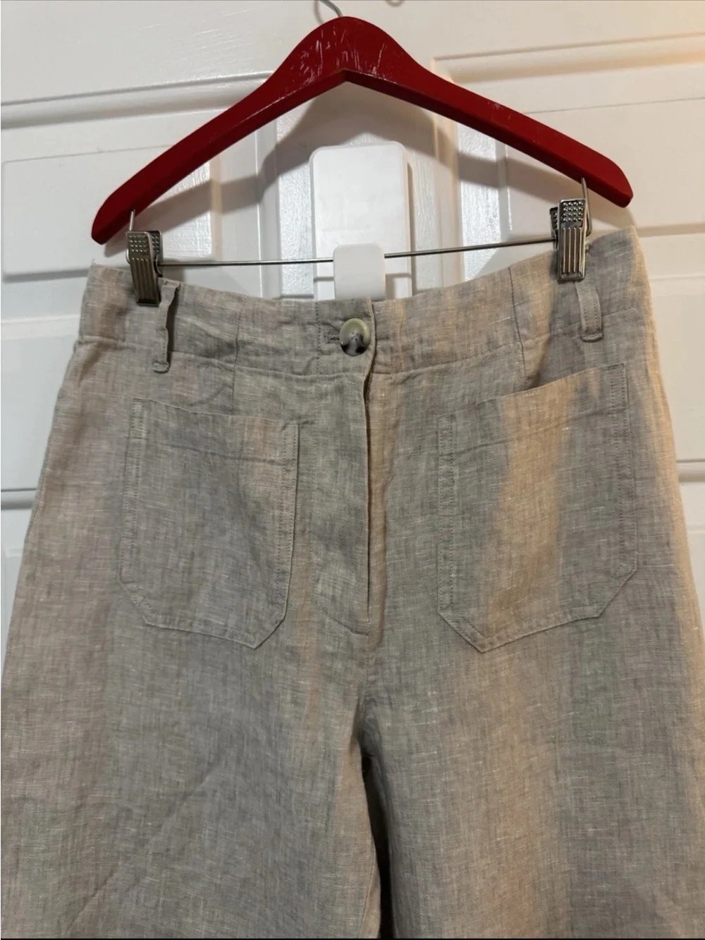 Quince 100% European Linen Patch Pocket Wide Leg Pants Flax Size 8 NWOT